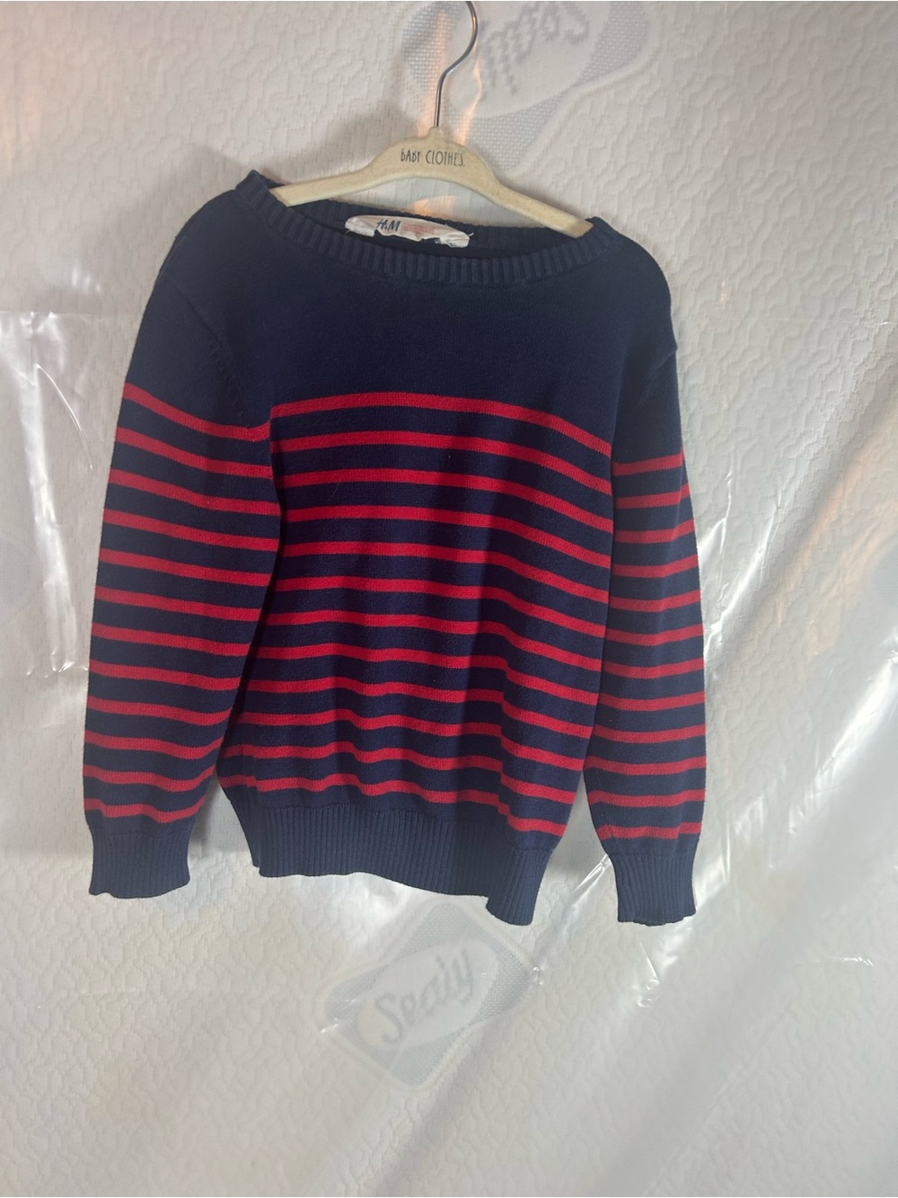 H&M Navy Sweater with Red Stripes